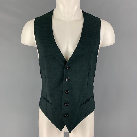 SUITSUPPLY Size 40 Forest Green Wool Buttoned Vest - Picture 1 of 5